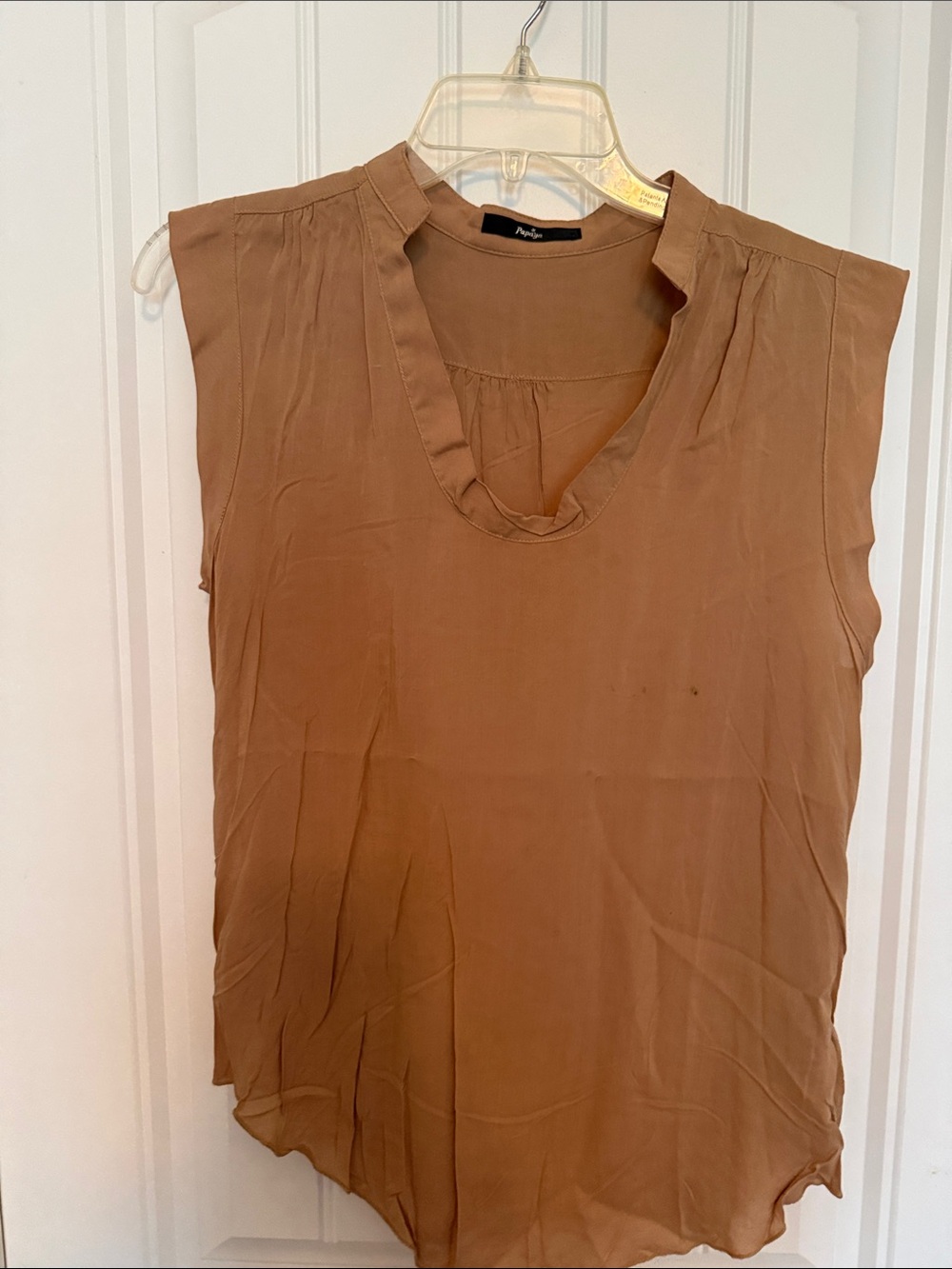 Papaya Sleeveless V-Neck Camisole in Camel Brown